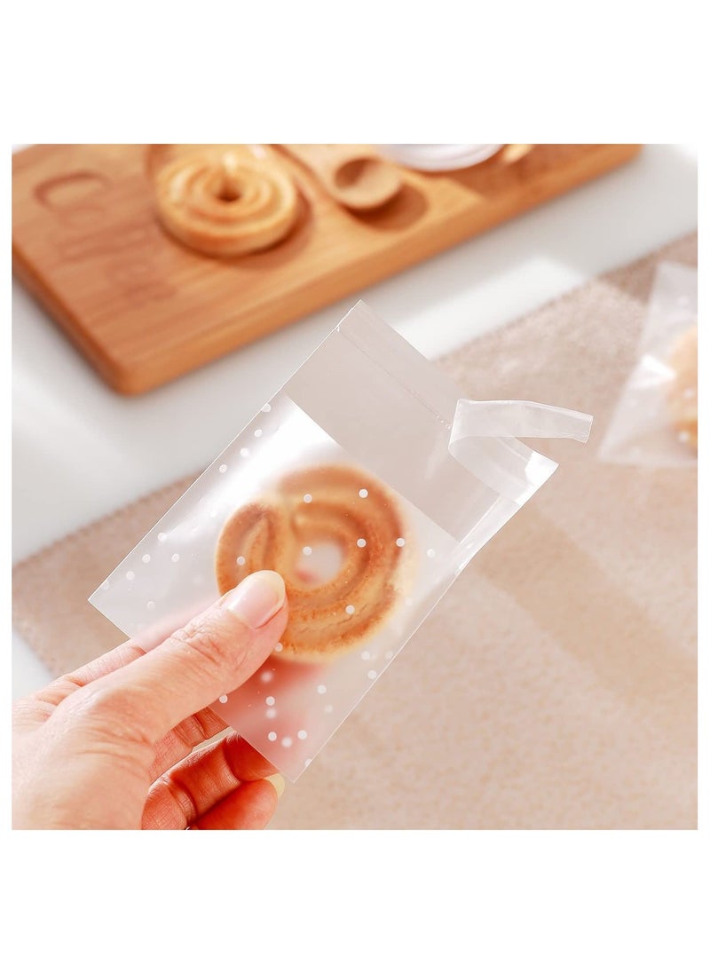 Y&D 300 Count Snack Storage Bags Clear Matted Dotted Self Adhesive Cookie Bags BPA Free Food for Bakery Treat Candies Dessert Chocolate (2.75"*2.75" + 3.94''*3.94'' 3.94''*5.9'')  - Image 3