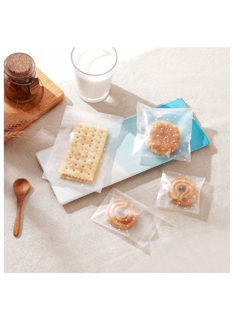 Y&D 300 Count Snack Storage Bags Clear Matted Dotted Self Adhesive Cookie Bags BPA Free Food for Bakery Treat Candies Dessert Chocolate (2.75"*2.75" + 3.94''*3.94'' 3.94''*5.9'')  - Image 5