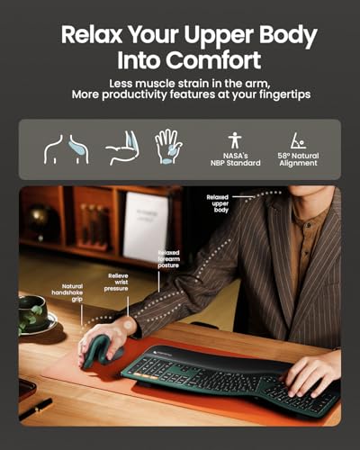 ProtoArc Ergonomic Vertical Mouse, EM11 NL Rechargeable Wireless Mouse Bluetooth, Ergo Mice with 3 Multi-Device for PC/Notebook/Laptop, 2.4GHz Optical Mice for Windows, Mac OS, Green - Image 4