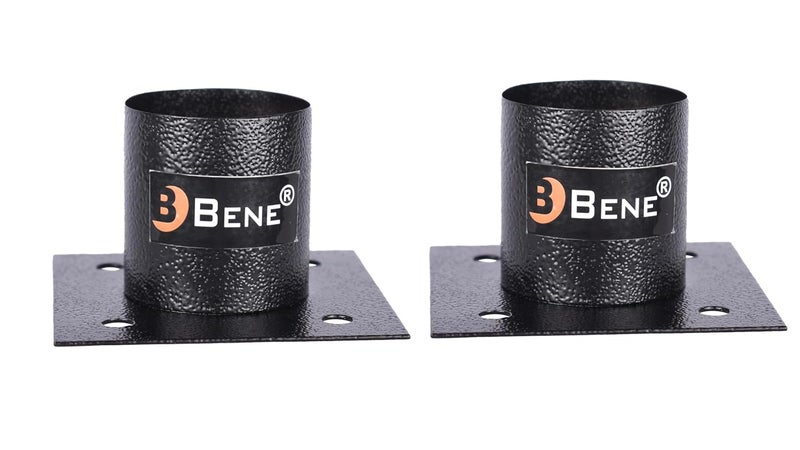 Bene حامل ضوء البوابة، مطلي بالفولاذ المقاوم للصدأ، حامل معدني لضوء البوابة، تركيبات ضوء خارجية، أسود، مربع، ‎9 × 9 × 5 سنتيمتر، عبوة من 2 - Image 1