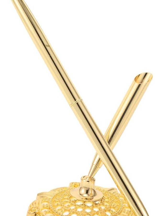 Gold Finish Ballpoint Pen with Small Diamond Office Business Hotel Signing Writing Pen - Image 1