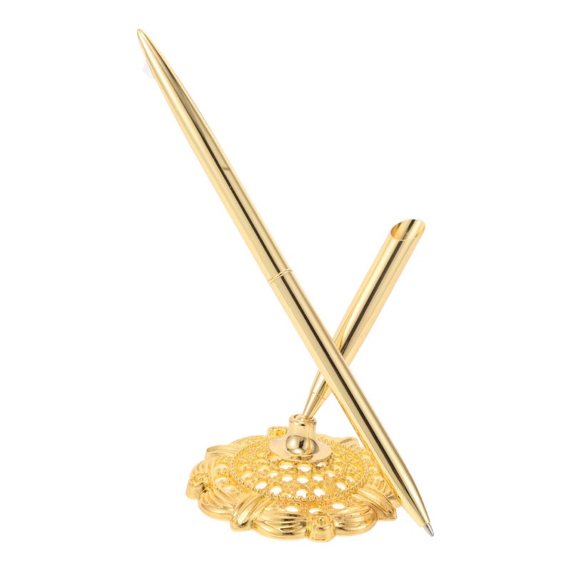 Gold Finish Ballpoint Pen with Small Diamond Office Business Hotel Signing Writing Pen - Image 2