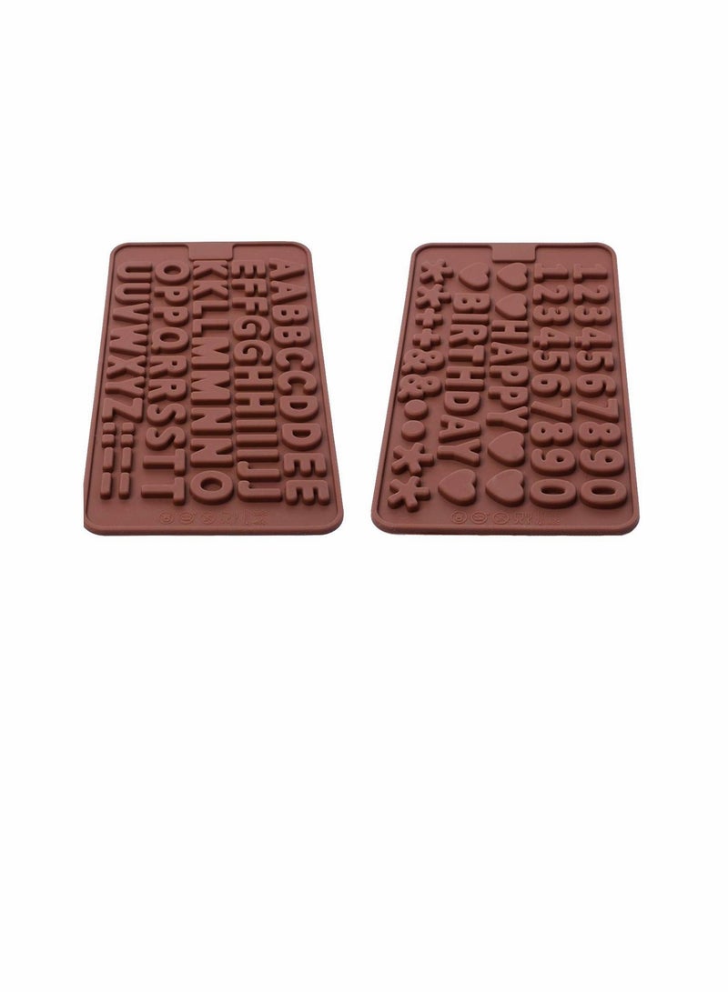 Silicone Alphabet & Number Molds for Chocolate and Cake Decorations - 2pcs Happy Birthday Set - Image 1