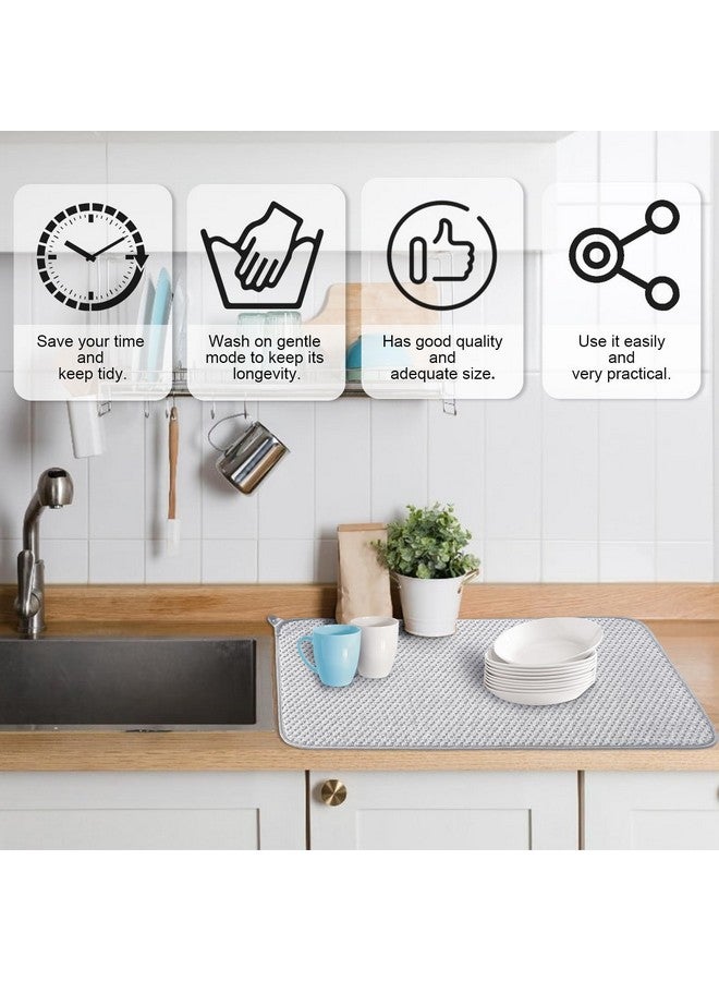 Meirrnyyu 3 Pcs XXL Dish Drying Mat,Absorbent Microfiber Dishes Drainer Mats,Large Size 24×17" Pads for Kitchen Counter,Coffee,Rack,Under Sink,Light Gray  - Image 3