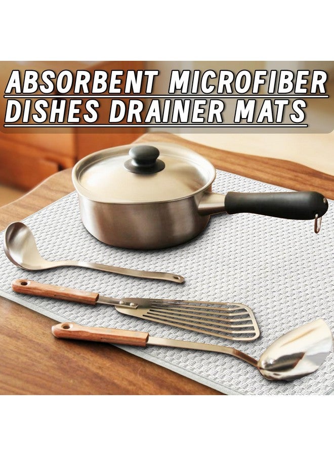 Meirrnyyu 3 Pcs XXL Dish Drying Mat,Absorbent Microfiber Dishes Drainer Mats,Large Size 24×17" Pads for Kitchen Counter,Coffee,Rack,Under Sink,Light Gray  - Image 5