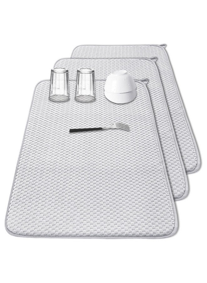 Meirrnyyu 3 Pcs XXL Dish Drying Mat,Absorbent Microfiber Dishes Drainer Mats,Large Size 24×17" Pads for Kitchen Counter,Coffee,Rack,Under Sink,Light Gray  - Image 1