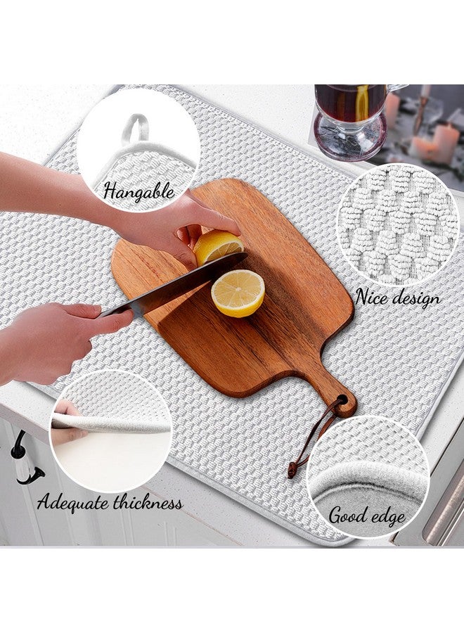 Meirrnyyu 3 Pcs XXL Dish Drying Mat,Absorbent Microfiber Dishes Drainer Mats,Large Size 24×17" Pads for Kitchen Counter,Coffee,Rack,Under Sink,Light Gray  - Image 4