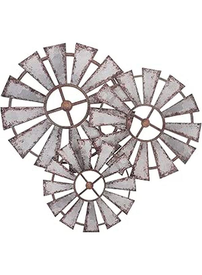 Vintage Windmill Wall Art Rustic Decor Brown Wooden Craft For Home - Image 1