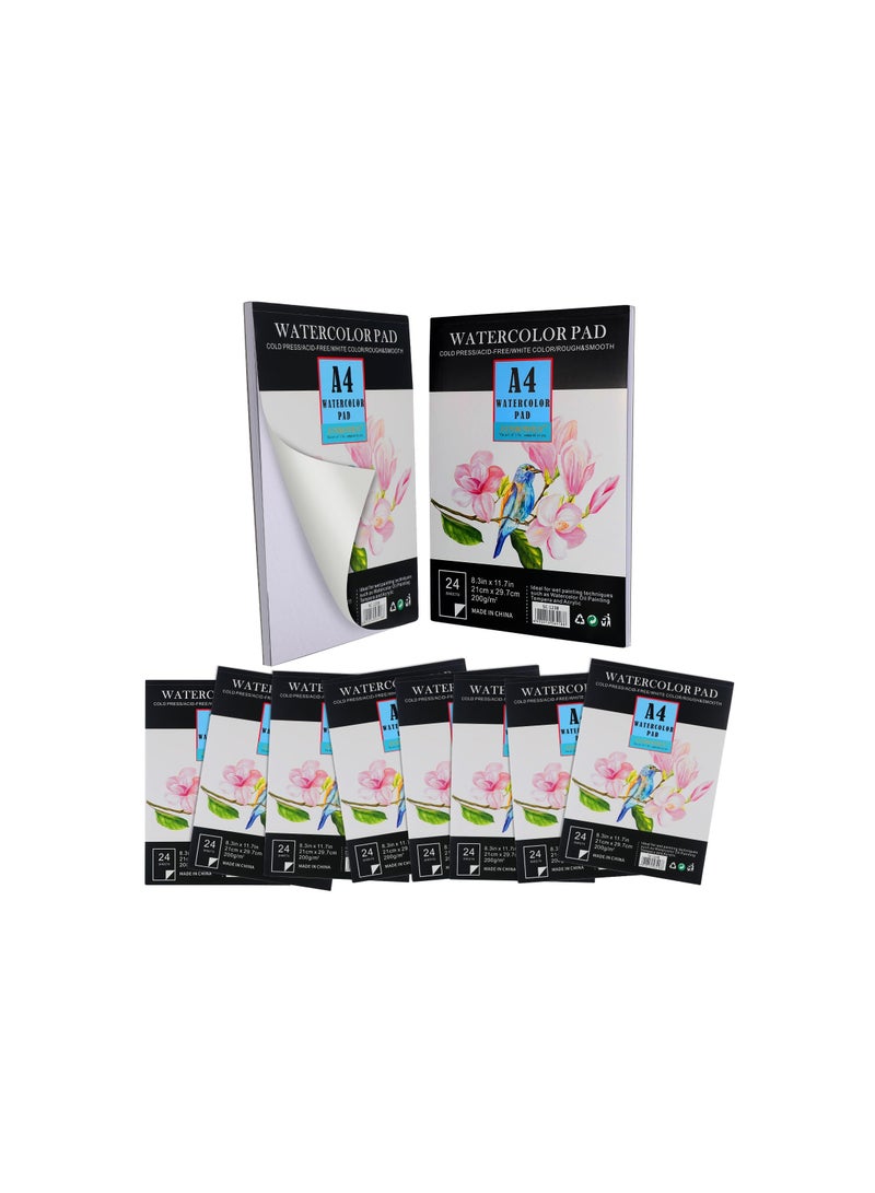 Generic Watercolor Paper Pad, 8.3 x 11.7 Inches, 200 GSM Artist Paper Sketchbook for Beginners and Students, 24 Sheets per Book, Set of 4, Ideal for Painting, Drawing, and Sketching Supplies.  - Image 1