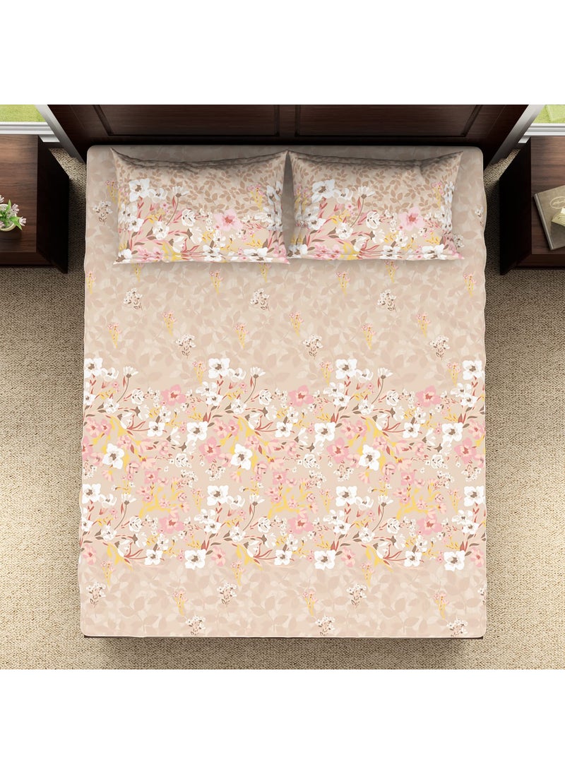 SPACES Spaces Viscose Cotton Double Bedsheet Soft Feel Moisture Absorbent Natural Fiber 138 Tc Beige Bedsheet for Double Bed 228 X 254 Centimeter  - Image 3