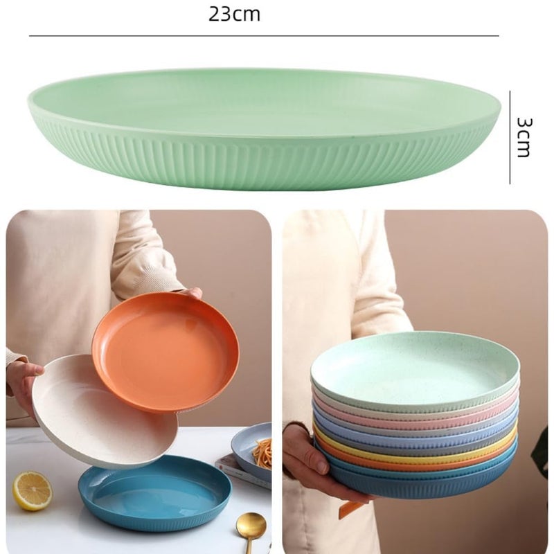 MYTHOS 12 Pic 9 in Lightweight Wheat Straw Plates Unbreakable Deep Dinner Plates Set Reusable Assorted Colors Dinnerware Sets Microwave Dishwasher Safe BPA Free and Healthy - Image 2