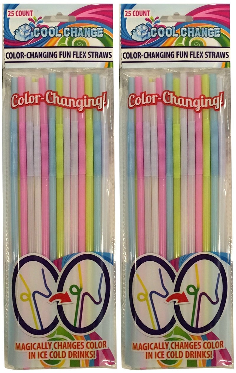 FunFlex Color Change Disposable Straws That Stretch and Bend  2 pk