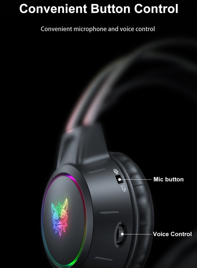 onikuma X15Pro RGB Wired Gaming Headset with Mic Over-Ear Headphones Surround Sound for PC Gamer PS4 PS5 Options Game Movie Music - Black - Image 3