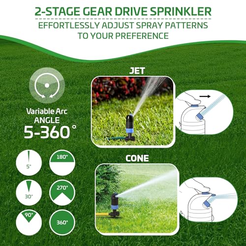 Sharpex Heavy Duty Sprinkler for Garden Watering | 2 Stage Gear Drive Sprinkler Upto 3380sq.ft. Large Area Coverage | Lawn Yard Irrigation System 360 Degree Sprayer Water Saving Device - Image 4