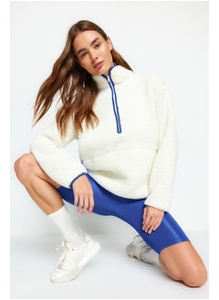 White Plush Sports Sweatshirt THMAW23SW00021