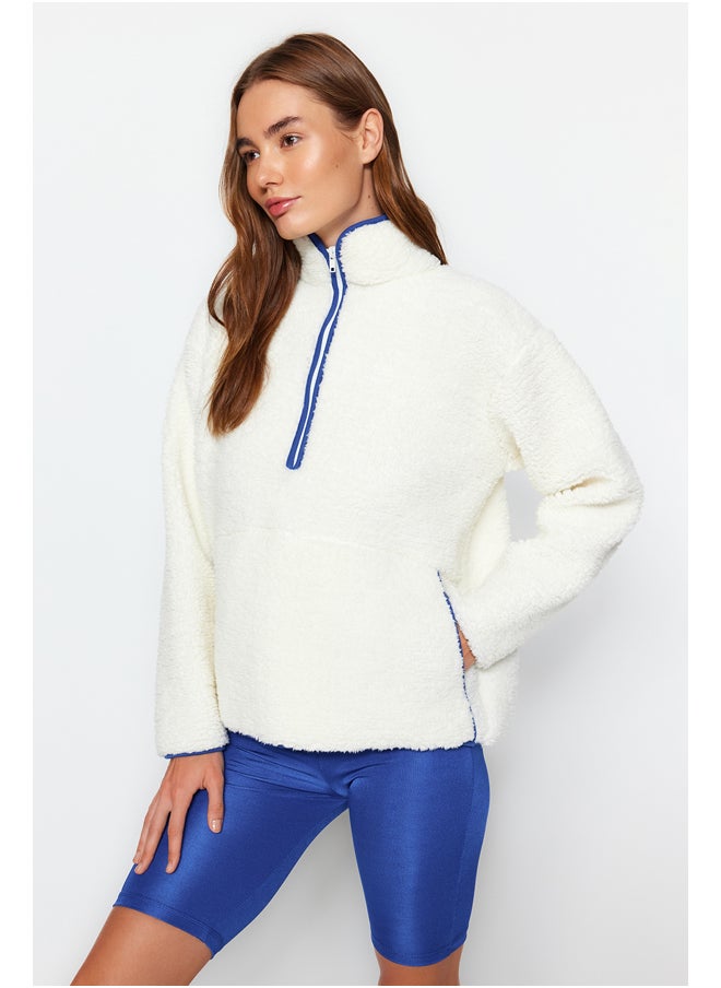 trendyol - White Plush Sports Sweatshirt THMAW23SW00021 - Image 1