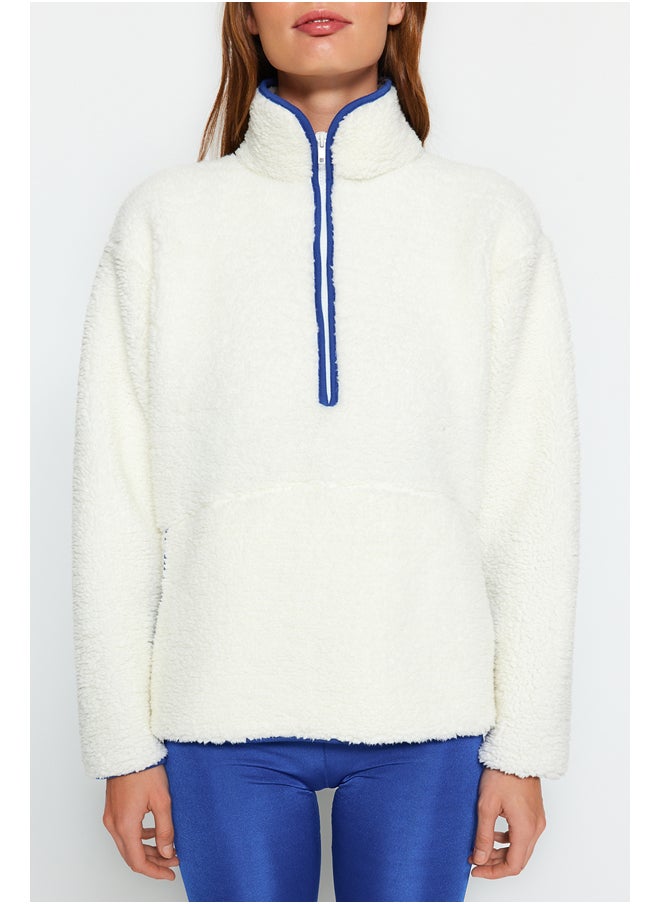 trendyol - White Plush Sports Sweatshirt THMAW23SW00021 - Image 1