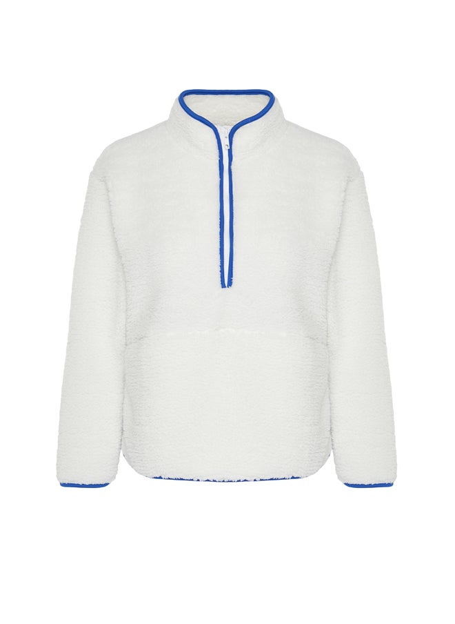 trendyol - White Plush Sports Sweatshirt THMAW23SW00021 - Image 1