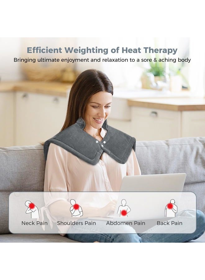 NOWWISH Heating Pad for Neck and Shoulder Pain Relief, Fast Heating, Auto Shut Off, Mothers Day Gifts for Mom, Birthday Gifts for Women Men Dad Wife Husband, Grey, 17"x23" - Image 4