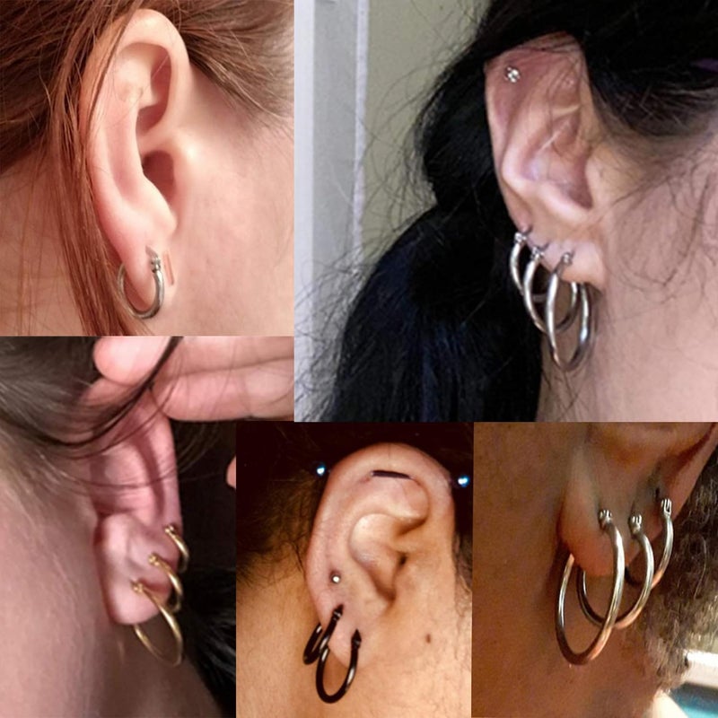 ORAZIO 4 Pairs Stainless Steel Hoop Earrings Set Cute Huggie Earrings for Women,Gold-Tone,10MM-20MM - Image 5