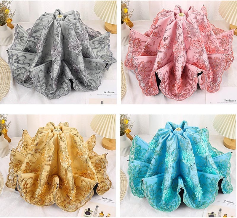 Aikelai Vintage Lace Umbrella, UPF50+ Sun Umbrella, 3D Flower Chinese Embroidery Compact Folding Umbrella for Walking, Wedding, Tea Party,Photo Shooting - Image 5
