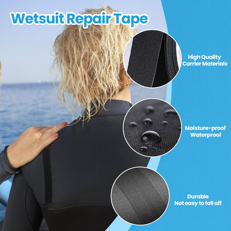LLPT Wetsuit Repair Tape Iron On 0.8â€ x 16.5 Ft Seam Sealing Patch Waterproof for Neoprene Wetsuit Drysuit Fishing Suits Industrial Standard Carrier Material Color Black(IR865) - Image 4