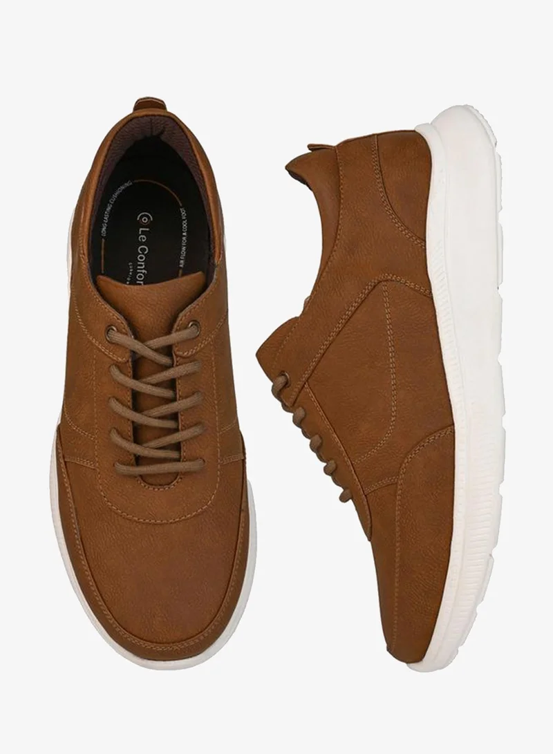 Le Confort TAN Men Lace-Up Ankle Sneakers for Men | Best Price UAE