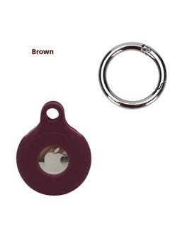 Suitable For Apple Airtag Case Protective Case Airtags Positioning Tracker Anti-lost Silicone Protective Case-Color:Brown + Round Buckle + OPP