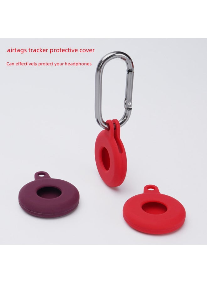 Generic - Suitable For Apple Airtag Case Protective Case Airtags Positioning Tracker Anti-lost Silicone Protective Case-Color:Brown + Round Buckle + OPP - Image 1