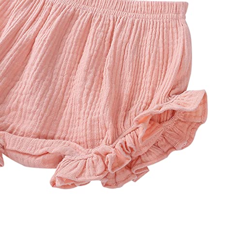 Durio Baby Bloomers for Toddler Girls Newborn Diaper Covers for Girls Cute Cotton Baby Girl Shorts A White 3-9 Months - Image 3