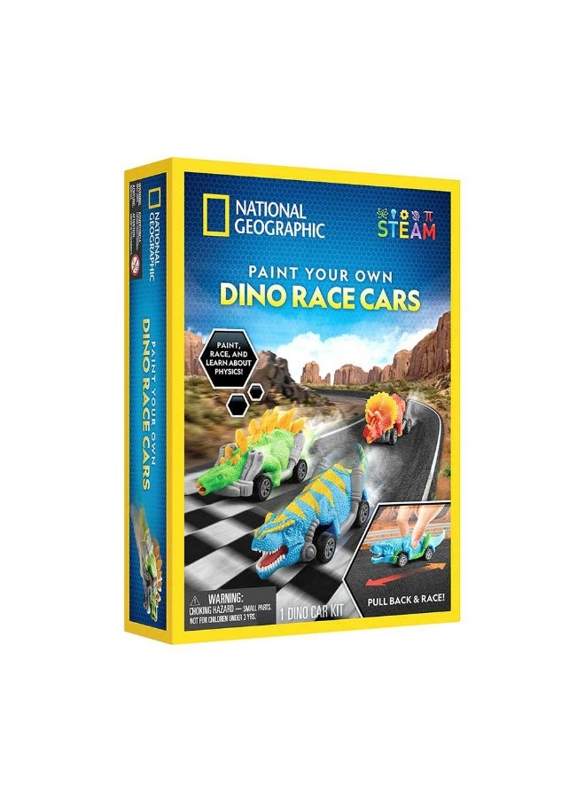 NATIONAL GEOGRAPHIC Paint Your Own Dino Race Cars Stem Toy  - Image 3