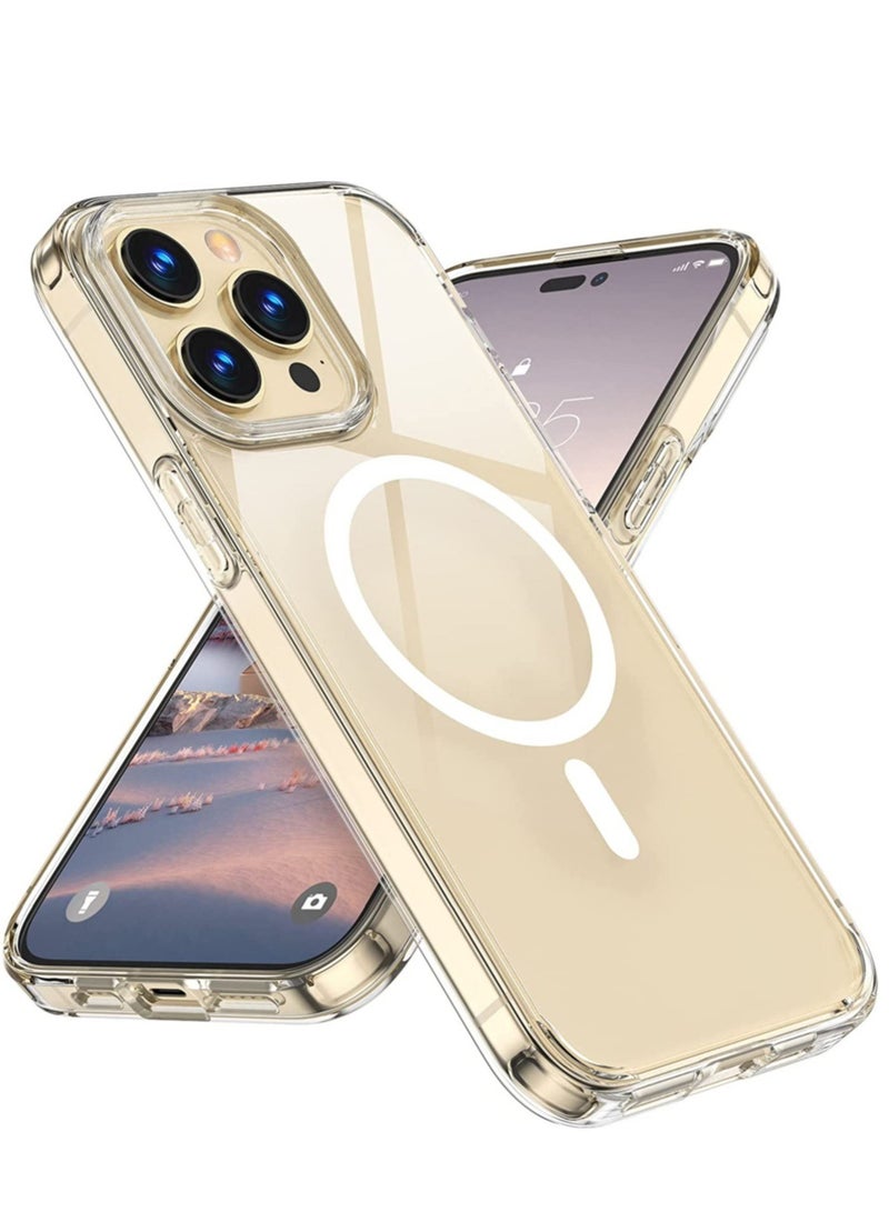 ELTRAZONE Compatible with Magsafe for iPhone 14 Pro Max Clear Case 2022, Magnetic Crystal Transparent Cover Shockproof Protective Anti-Yellow Heavy Duty Bumper Shell for iPhone 14 Pro Max 6.7" - Clear - Image 1