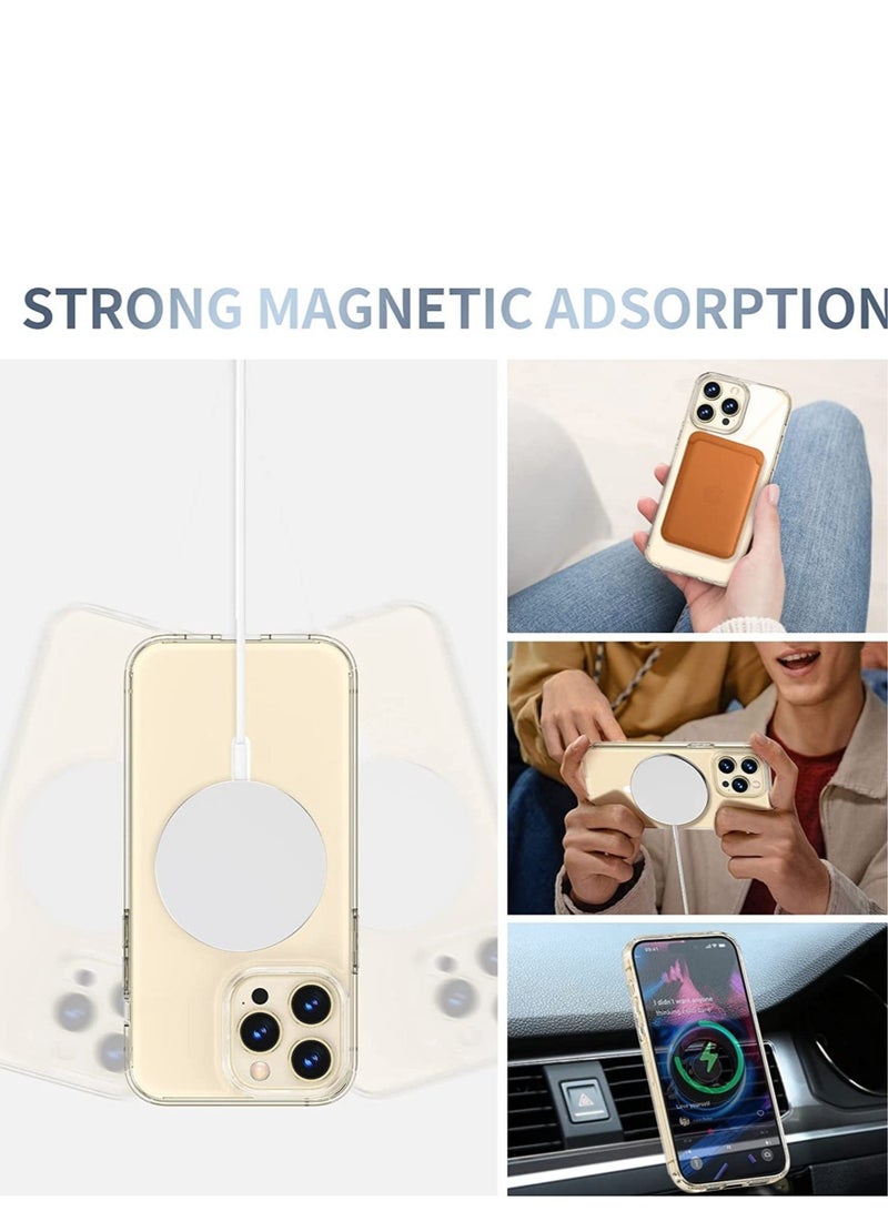ELTRAZONE Compatible with Magsafe for iPhone 14 Pro Max Clear Case 2022, Magnetic Crystal Transparent Cover Shockproof Protective Anti-Yellow Heavy Duty Bumper Shell for iPhone 14 Pro Max 6.7" - Clear - Image 2
