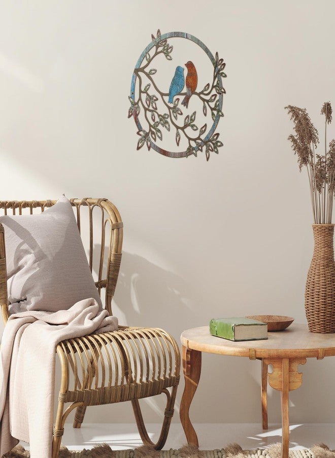 Ferraycle Metal Wall Art Bird on Tree Branch Bird Wall Silhouette Decor for Living Room Garden Bedroom Office Home Wall Housewarming Party Decor (Retro Color, Vibrant Style) - Image 4