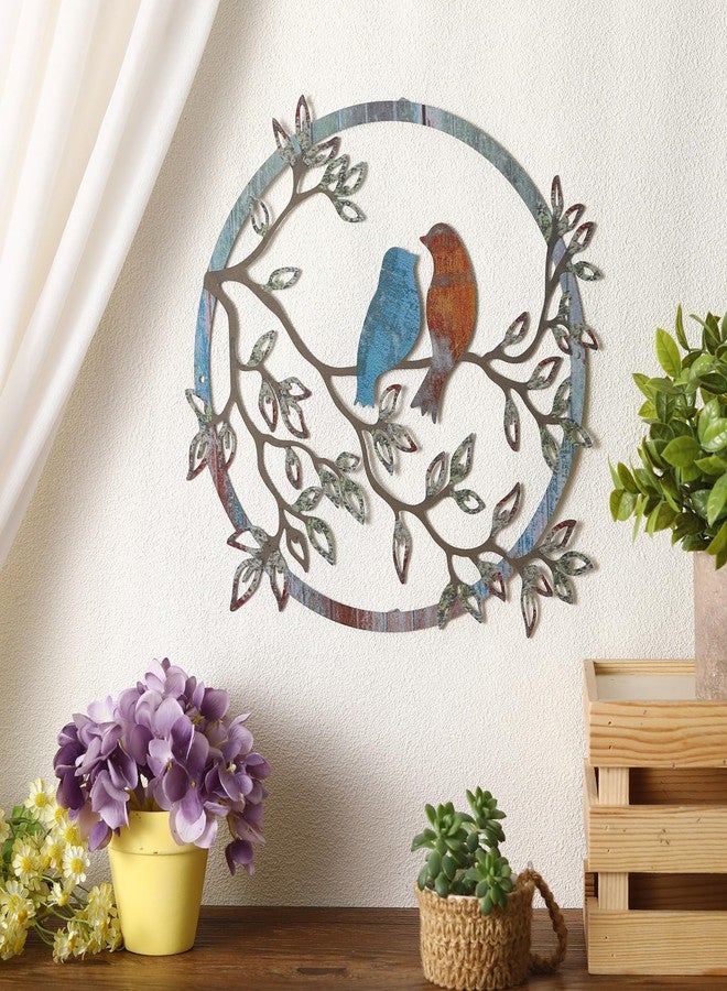 Ferraycle Metal Wall Art Bird on Tree Branch Bird Wall Silhouette Decor for Living Room Garden Bedroom Office Home Wall Housewarming Party Decor (Retro Color, Vibrant Style) - Image 3