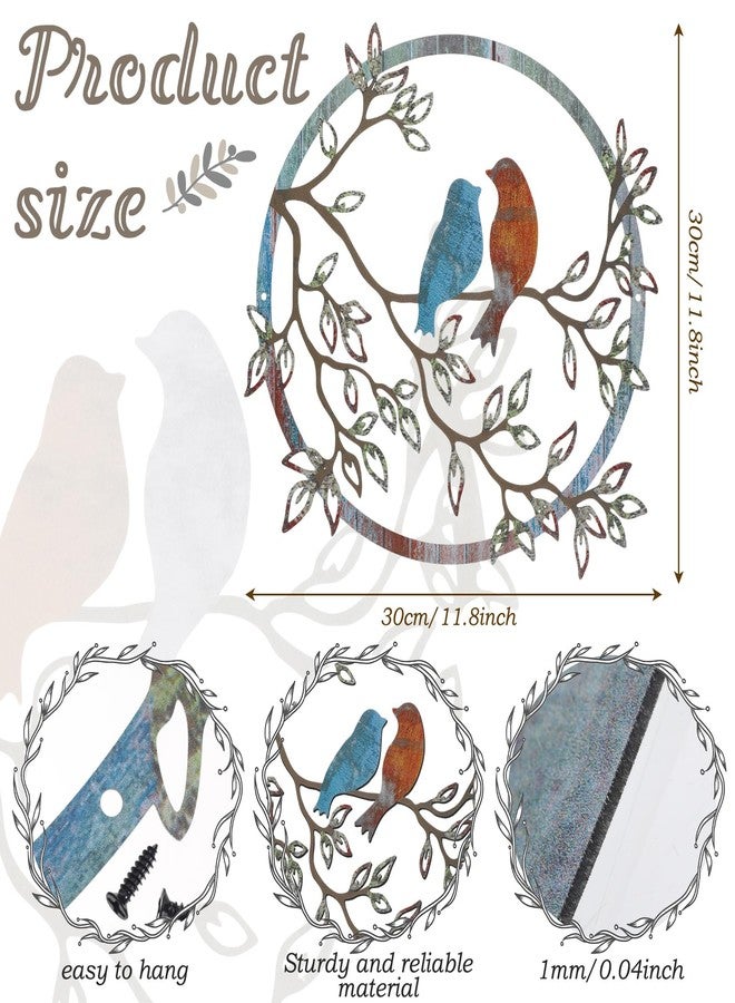 Ferraycle Metal Wall Art Bird on Tree Branch Bird Wall Silhouette Decor for Living Room Garden Bedroom Office Home Wall Housewarming Party Decor (Retro Color, Vibrant Style) - Image 2