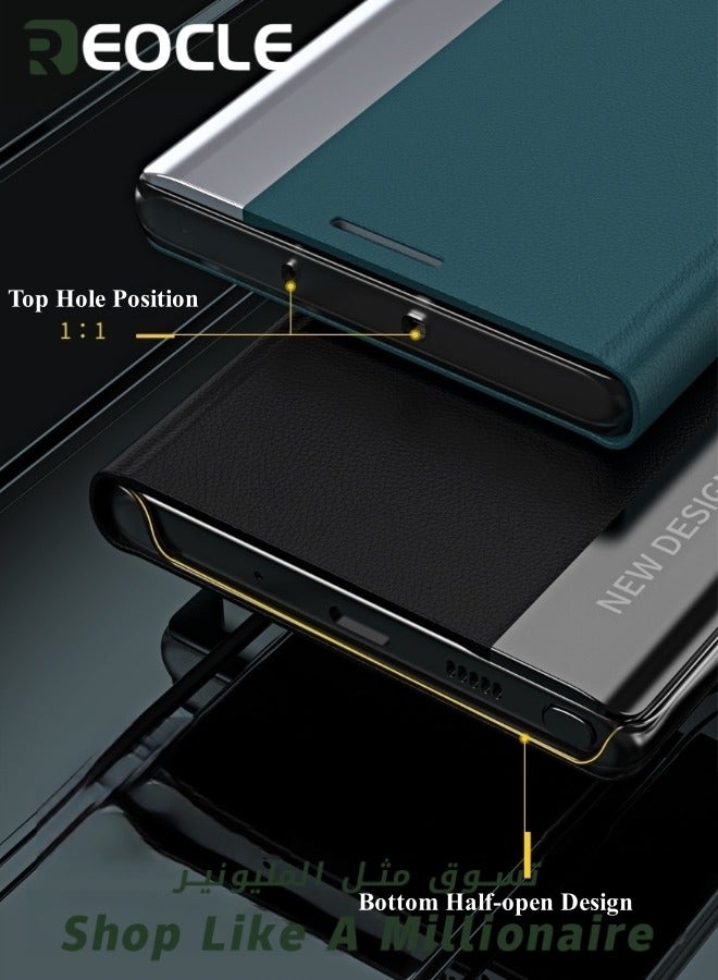 REOCLE Mobile Phone Case for Samsung S21 22 23 Ultra Premium Leather Flip Foldable Shockproof Protective Case Electroplated Magnetic Stand Protective Cover - Image 5