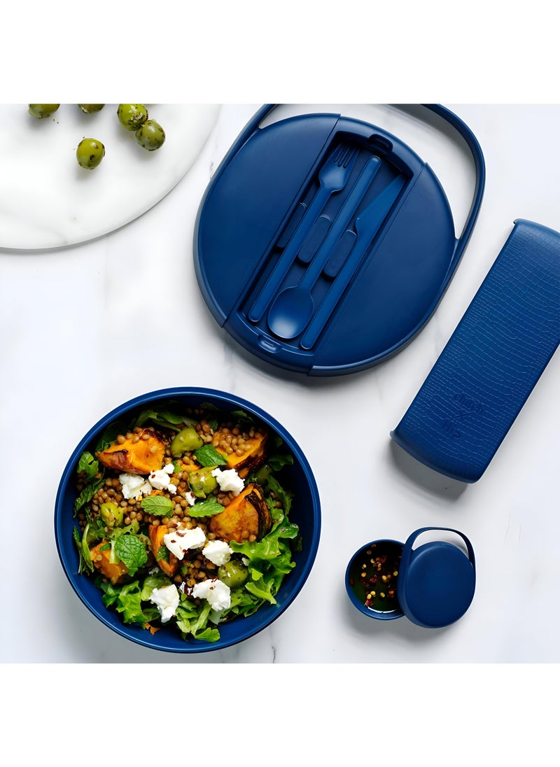 Microwave Safe Container - Full Silicone Lunch Kit With Secure Seal, Food-Safe Materials, Sauce Container, Utensils, And Chopsticks In A Compact, Vibrant Box.