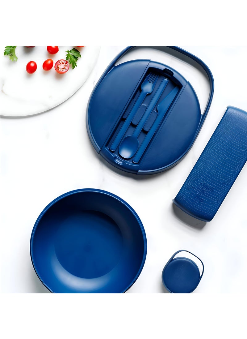 Microwave Safe Container - Full Silicone Lunch Kit With Secure Seal, Food-Safe Materials, Sauce Container, Utensils, And Chopsticks In A Compact, Vibrant Box.