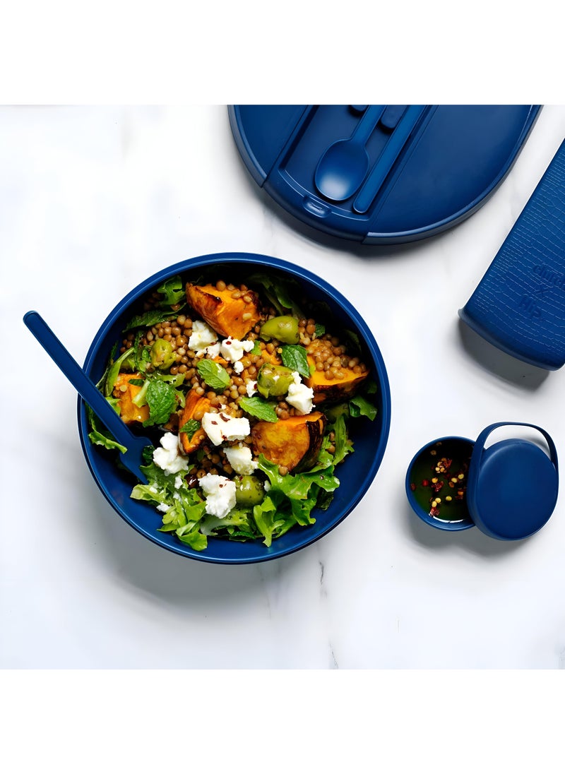 Microwave Safe Container - Full Silicone Lunch Kit With Secure Seal, Food-Safe Materials, Sauce Container, Utensils, And Chopsticks In A Compact, Vibrant Box.