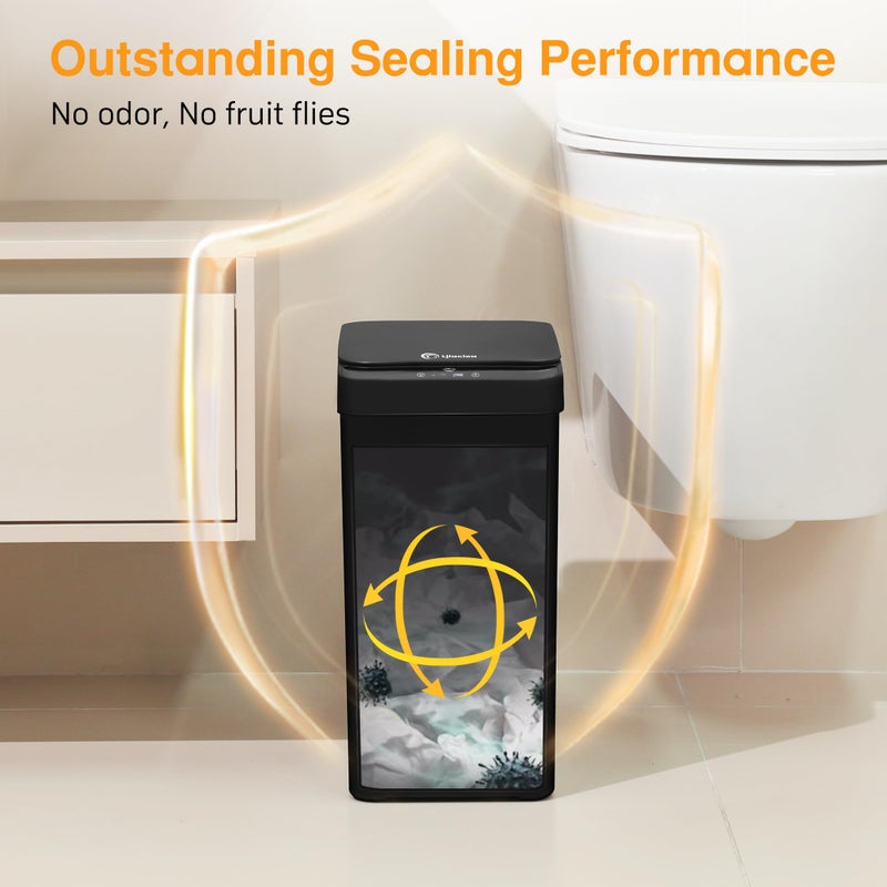 LJIACLEA Black Bathroom Trash Can 2.6 Gallon Motion Sensor Trash Cans Automatic Touchless Garbage Bin Small Smart Trash Can for Bathroom,Kitchen, Toilet, Bedroom, RV - Image 3