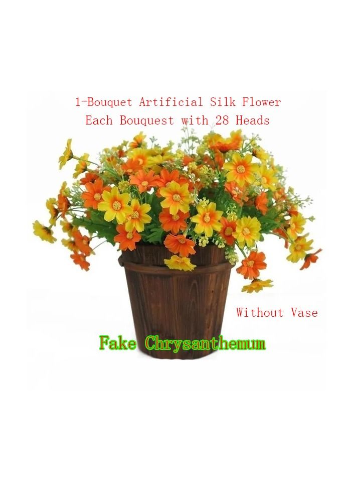 1-Bouquet 28 Heads Simulation Gerbera Chrysanthemum,Artificial Silk African Little Daisy Flower,Fake Flower Home Decoration without Vase - Image 1