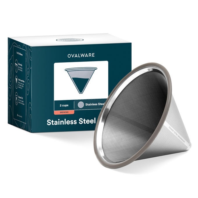 PAPERLESS STAINLESS STEEL POUR OVER COFFEE FILTER REUSABLE AND PERMANENT COFFEE CONE DRIPPER FOR CHEMEX HARIO AND OTHER CARAFES