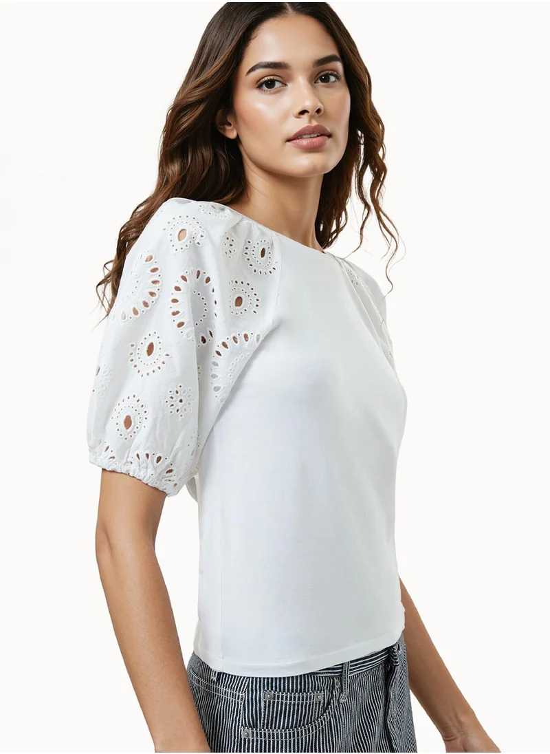 فرنش كونكشن Regular Cotton Blend Crew Neck T-Shirt