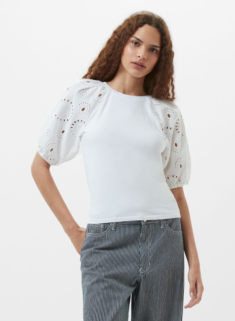 French Connection Rosana Anglaise Puff Sleeve Top - Image 1