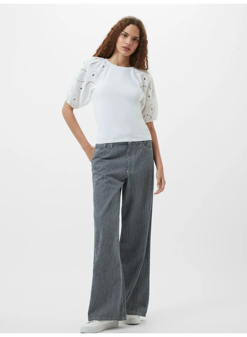 French Connection Rosana Anglaise Puff Sleeve Top