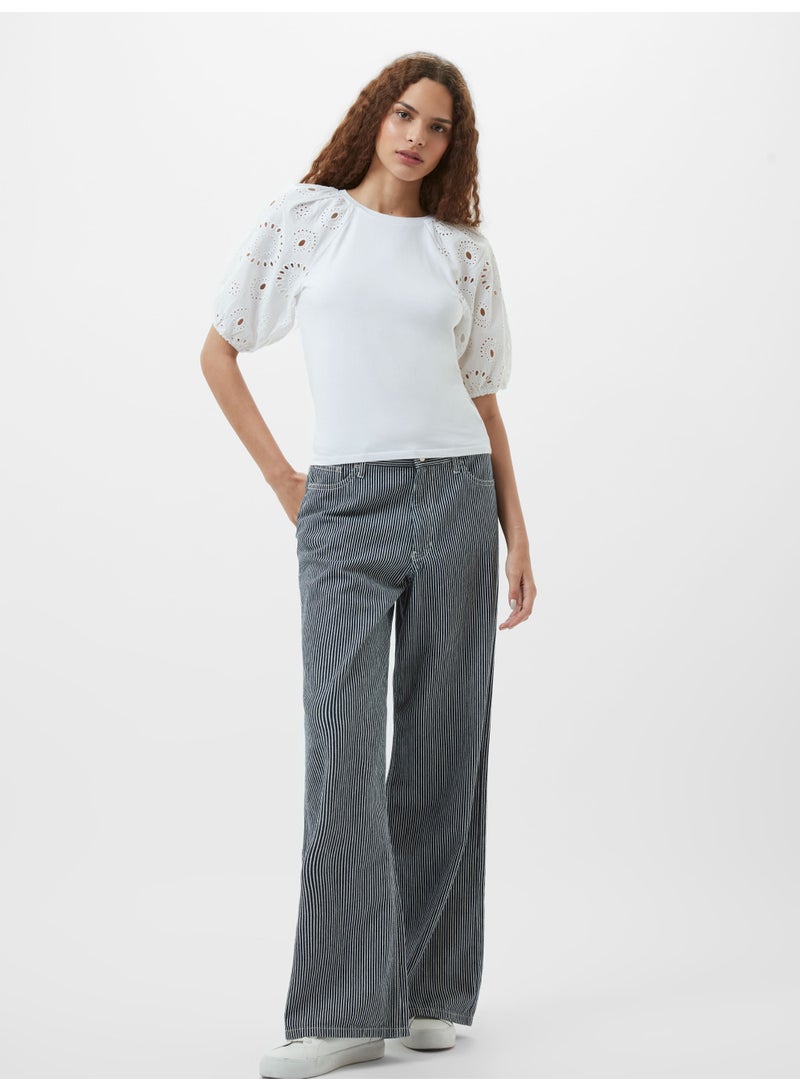French Connection Rosana Anglaise Puff Sleeve Top - Image 5