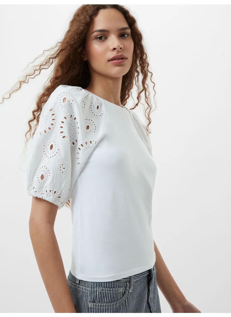 فرنش كونكشن Rosana Anglaise Puff Sleeve Top