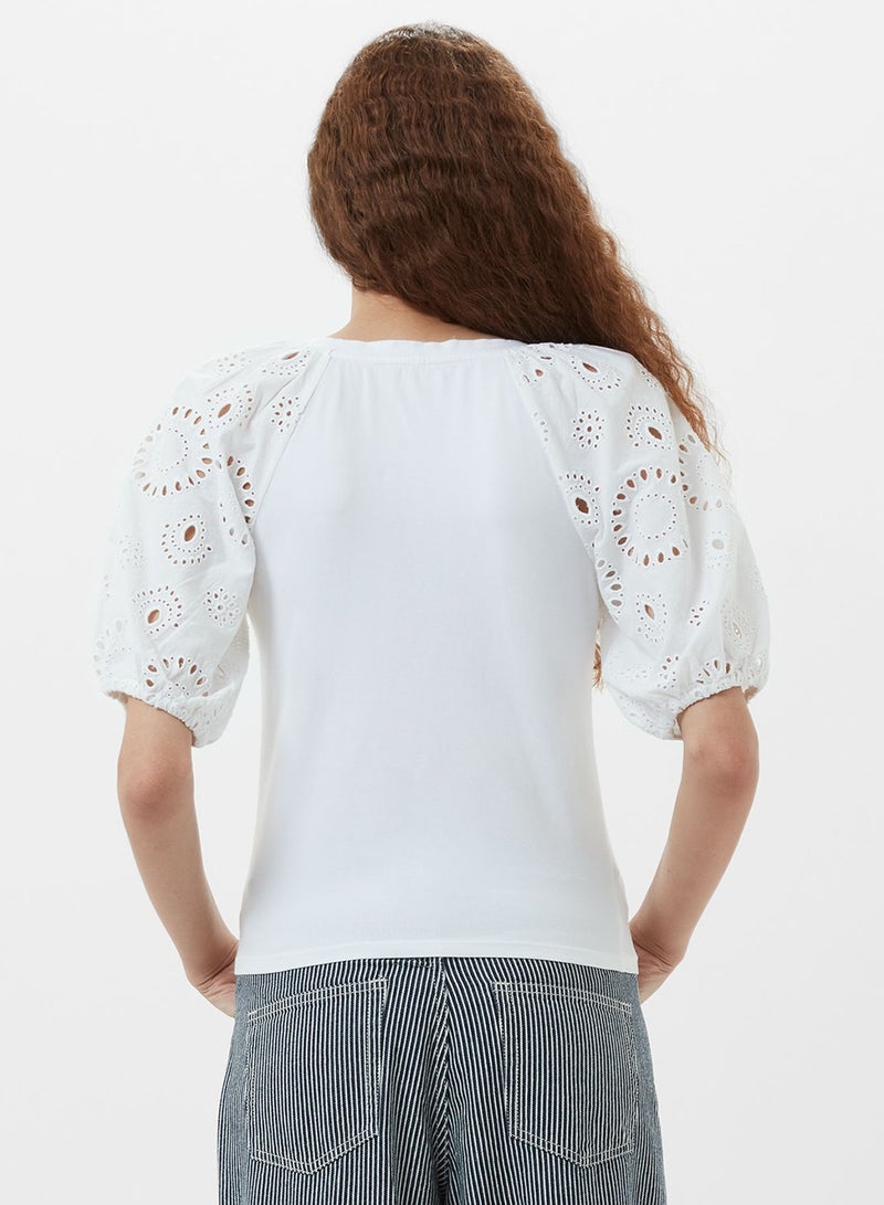 French Connection Rosana Anglaise Puff Sleeve Top - Image 4