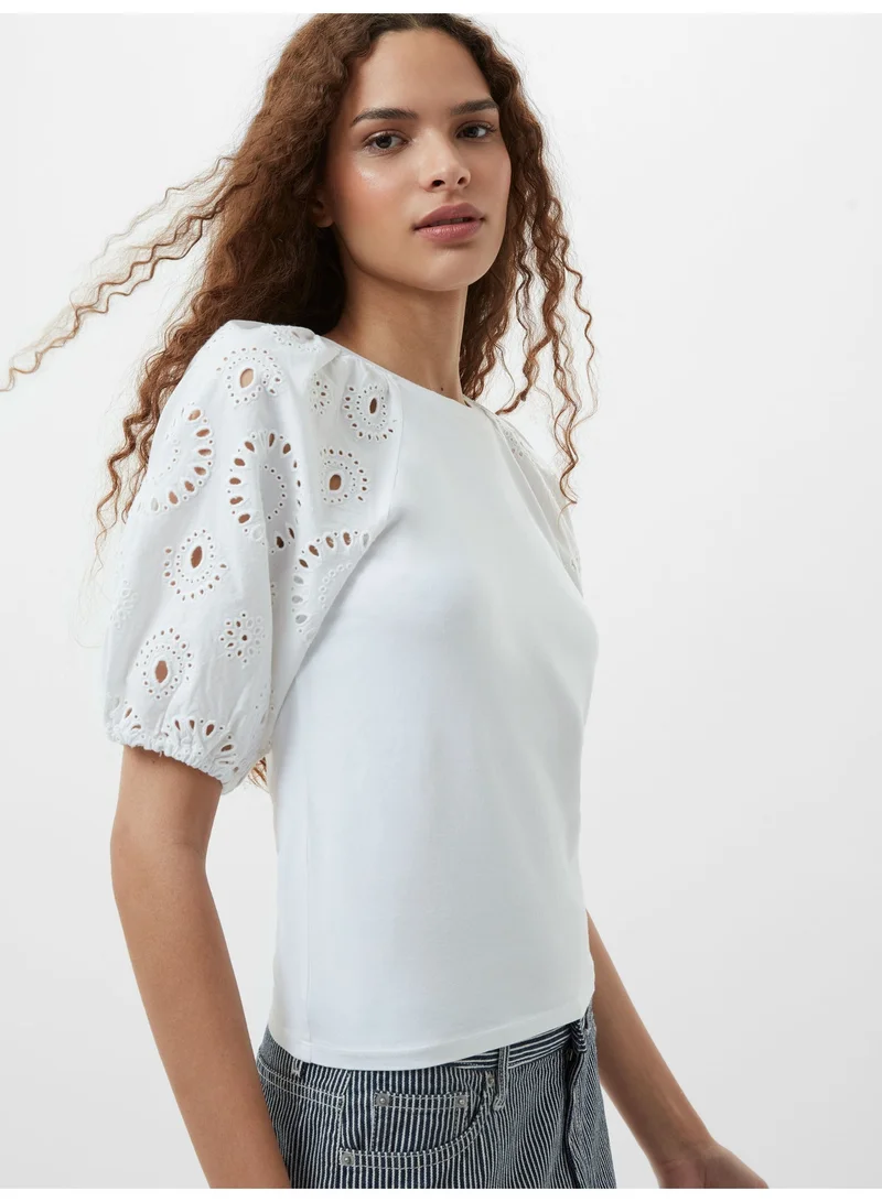 French Connection Rosana Anglaise Puff Sleeve Top